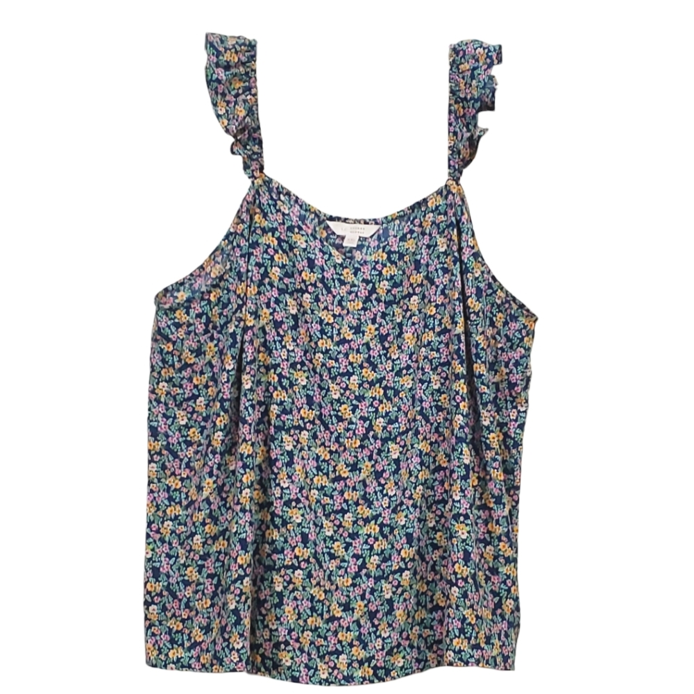 LC Lauren Conrad Floral Ruffle Strap Tank Top - Multicolor -XXL